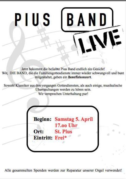 Flyer Beefizkonzert Pius-Band