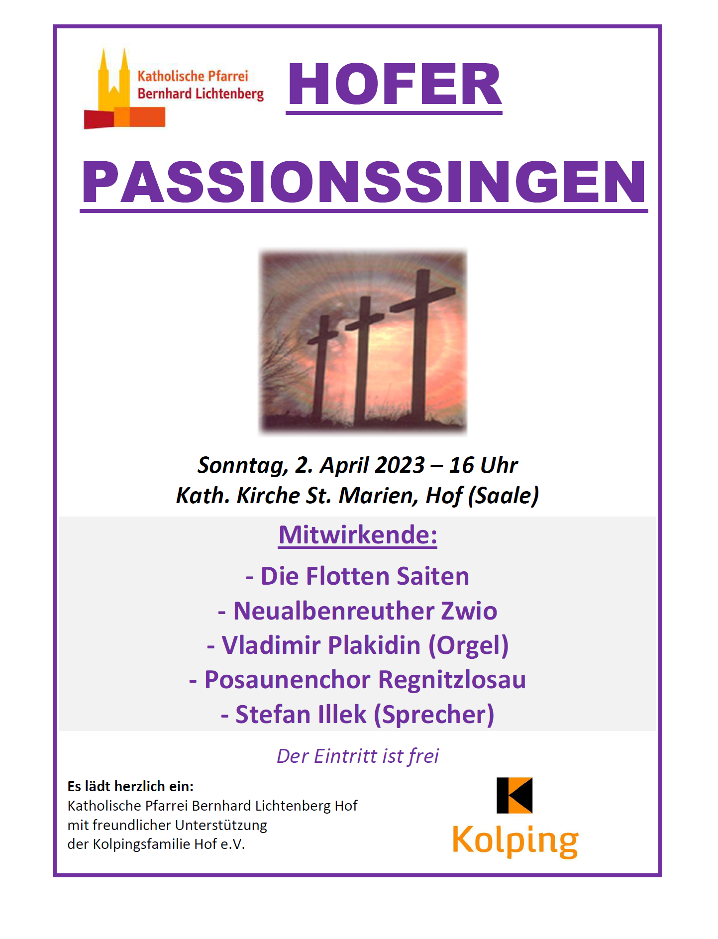 Hofer Passionssingen 2023 Plakat