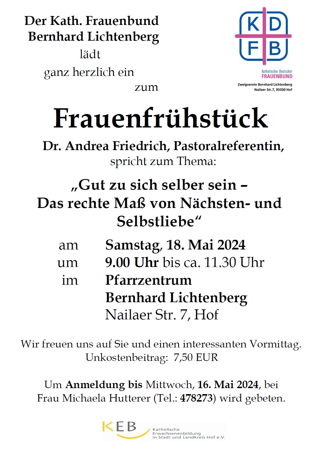 KDFB Frauenfrühstück Mai 2024 Plakat