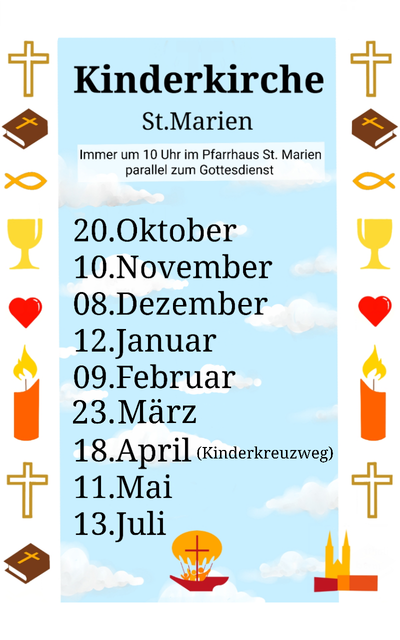 Kinderkirche St. Marien Termine 2024/25