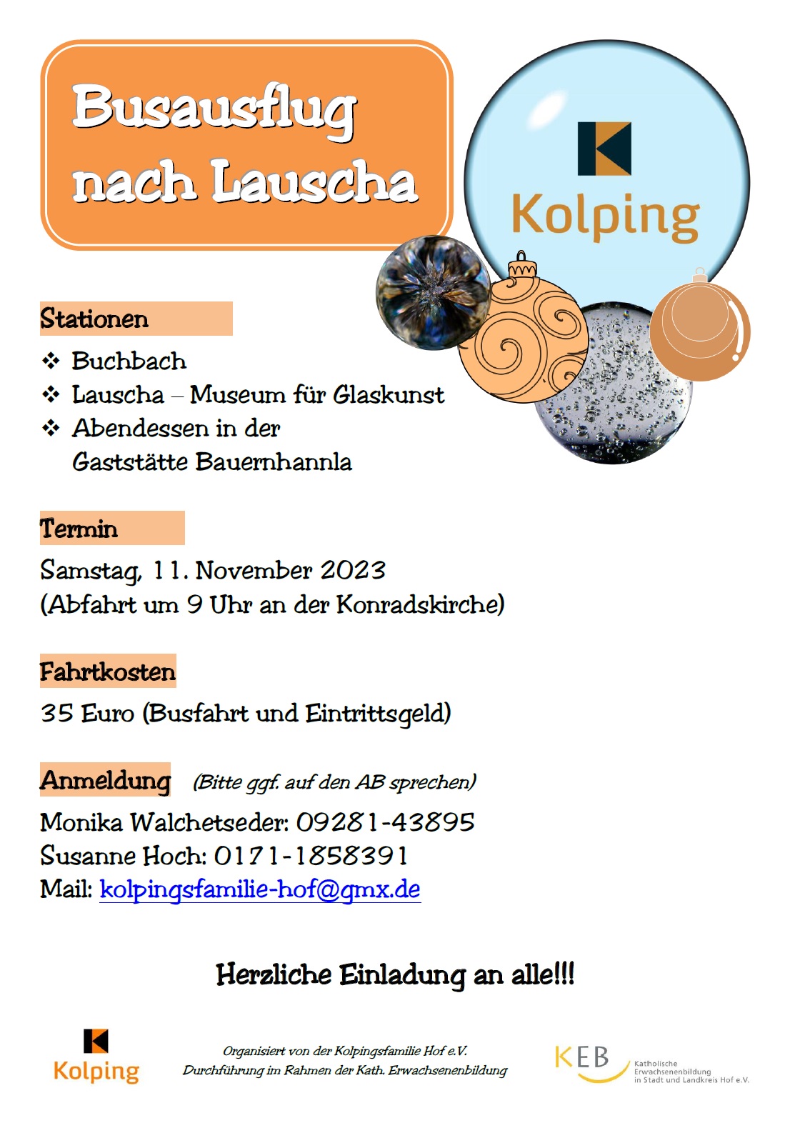 Kolping Busausflug nach Lauscha Plakat