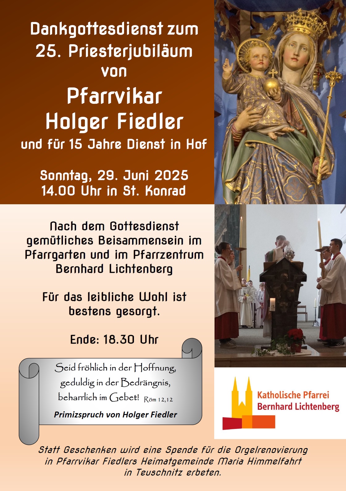 Plakat Priesterjubiläum und Verabschiedung Holger Fiedler