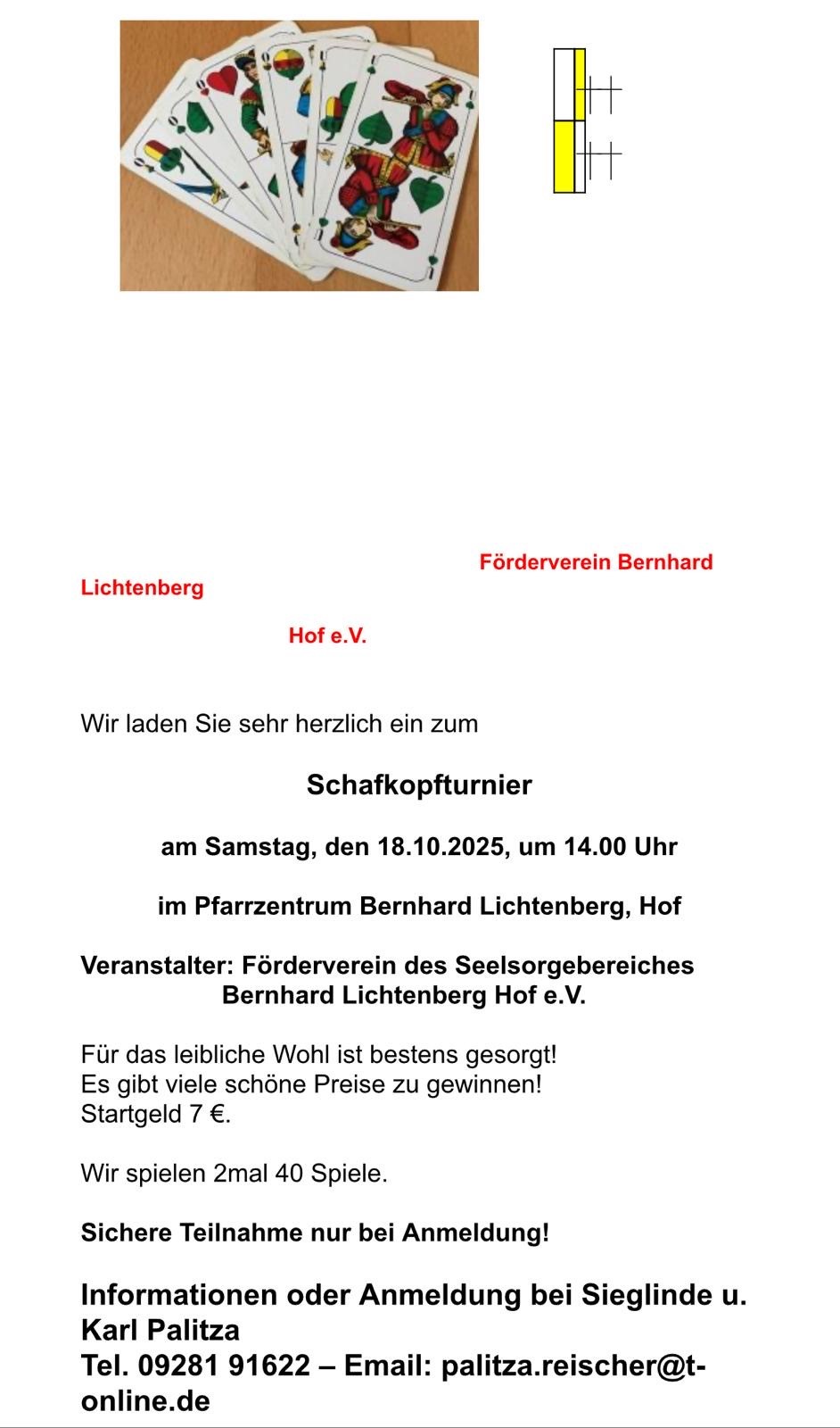 Schafkopfturnier 18. Oktober 2025