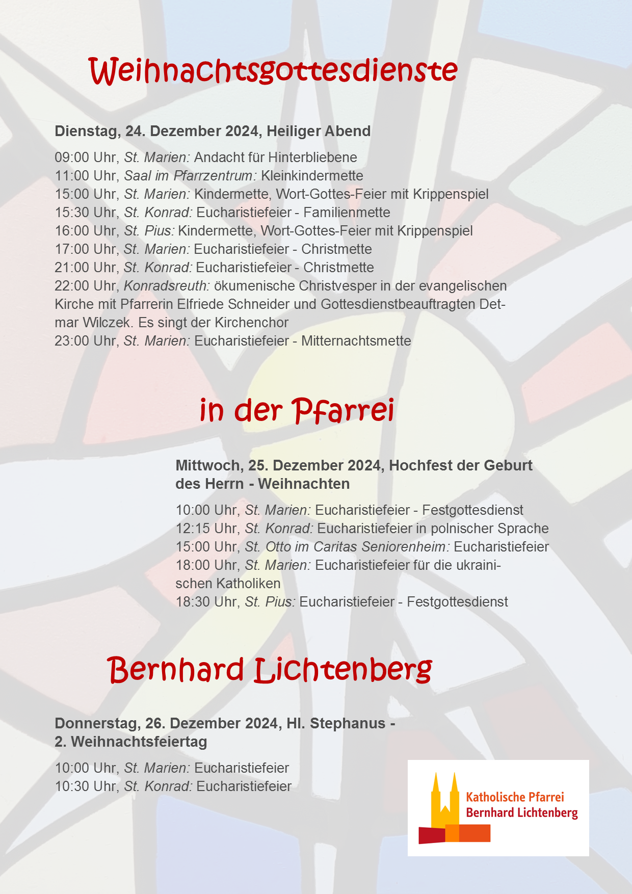 Weihnachtsgottesdienste